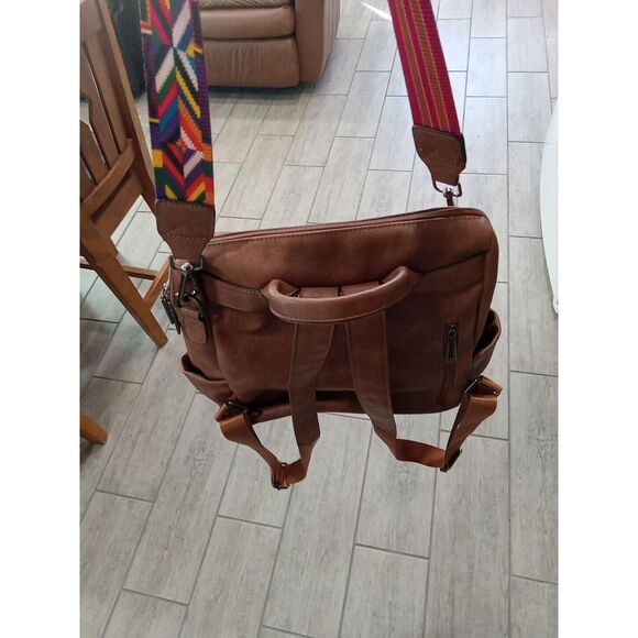 Opage Brown Leather BackPack Purse Shoulder Bag Brown EDC - Picture 6 of 8